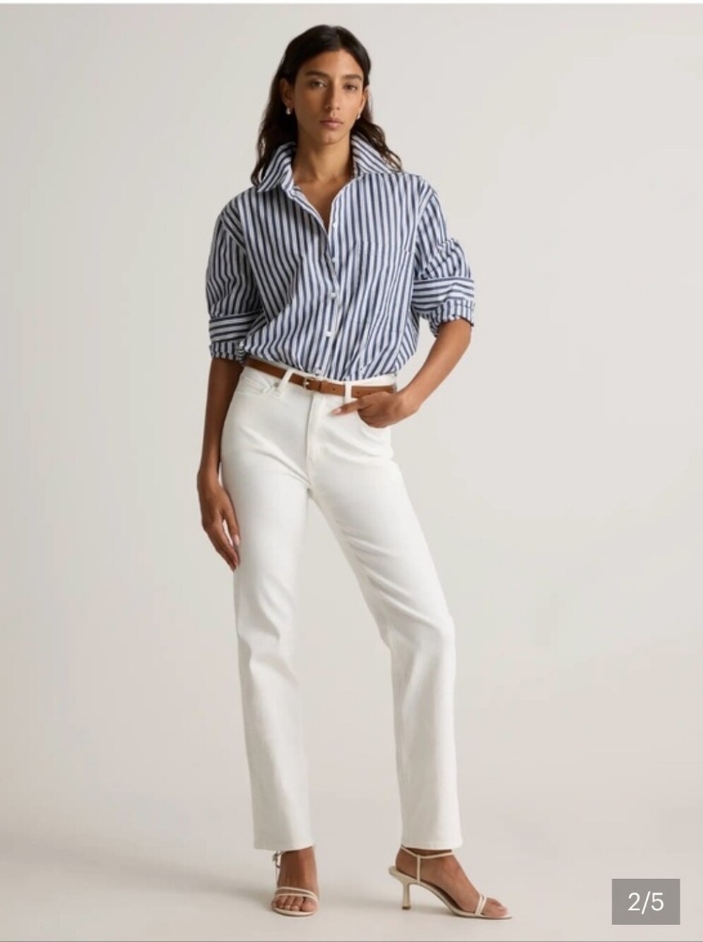 NWOT. Quince Bella Stretch Relaxed Straight Jeans Sz.26  Ghost White